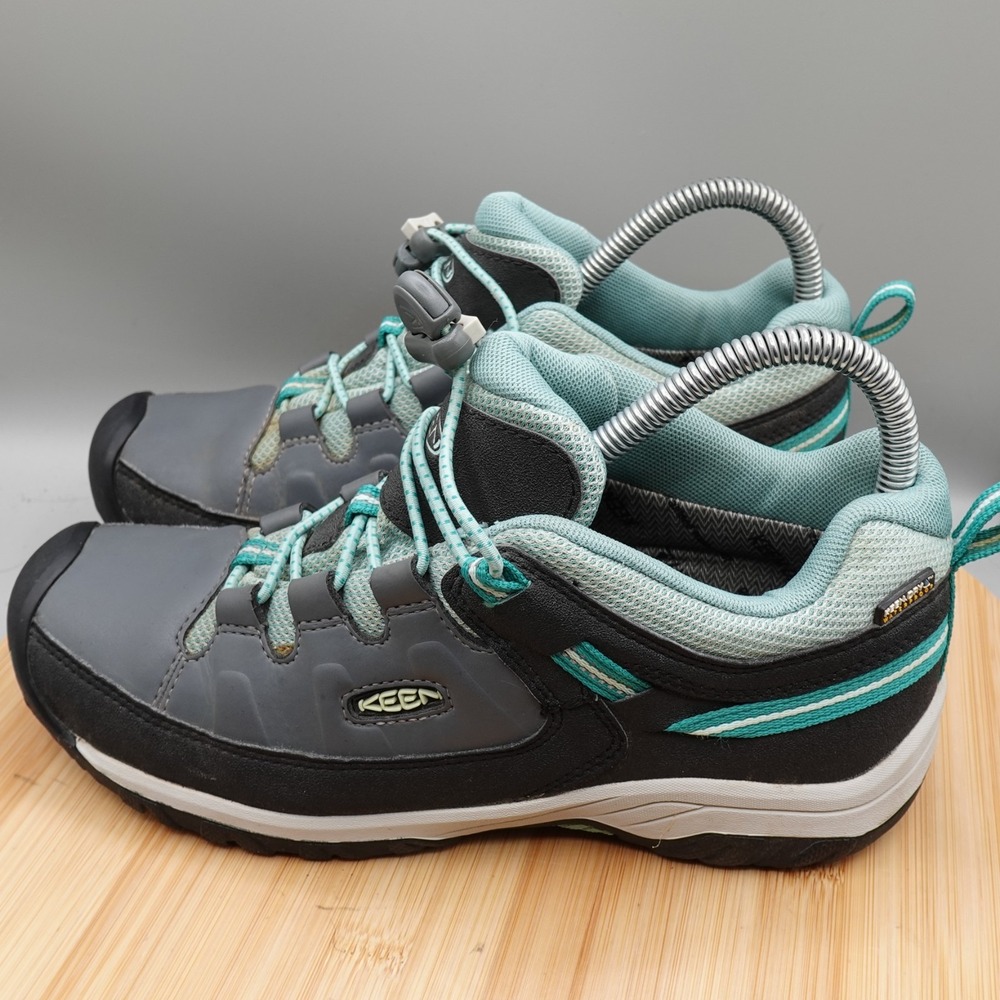 Keen Shoes 5Y Women 6.5 Targhee Gray Teal Waterproof Leather Hiking 1019830 Flaw